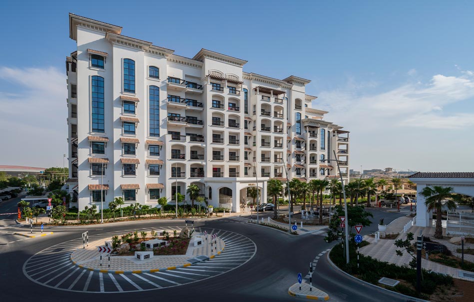Ansam apartment community on Yas Island, Abu Dhabi featuring low-rise buildings, greenery and attractive residential surroundings==.jpg