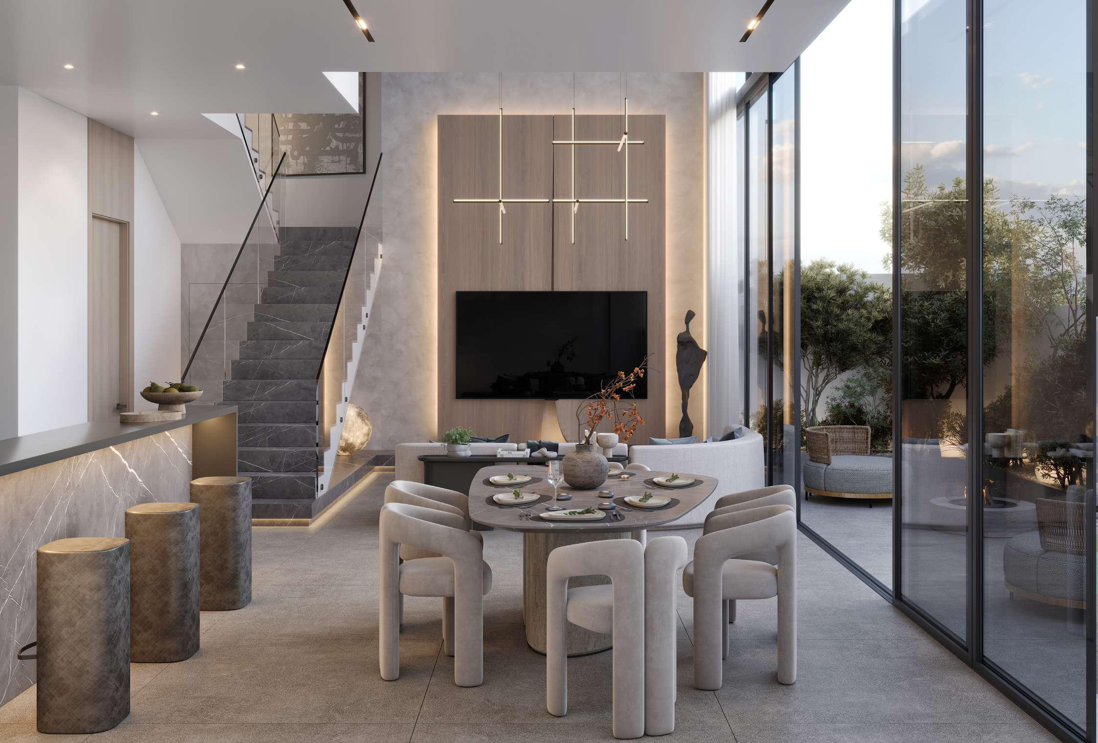 Modern kitchen interior at Opula Residences Abu Dhabi with sleek cabinetry, high‑end fittings, and functional open‑concept layout.