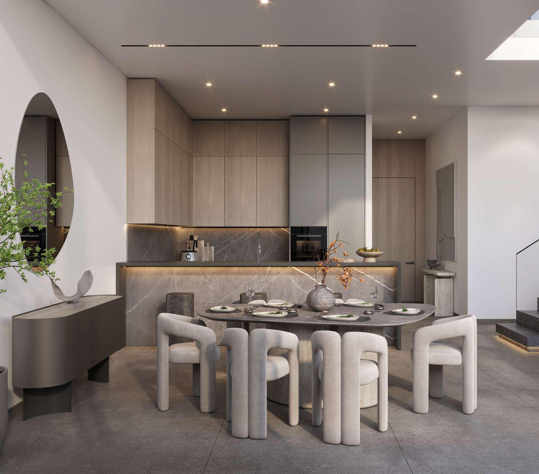 Premium bathroom interior at Opula Residences featuring marble detailing, soft lighting, and resort‑inspired Abu Dhabi elegance.