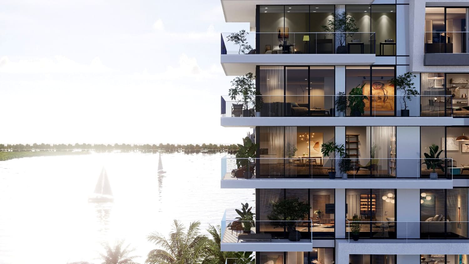 The Icon Tower modern residential exterior in Yas Bay, Yas Island Abu Dhabi