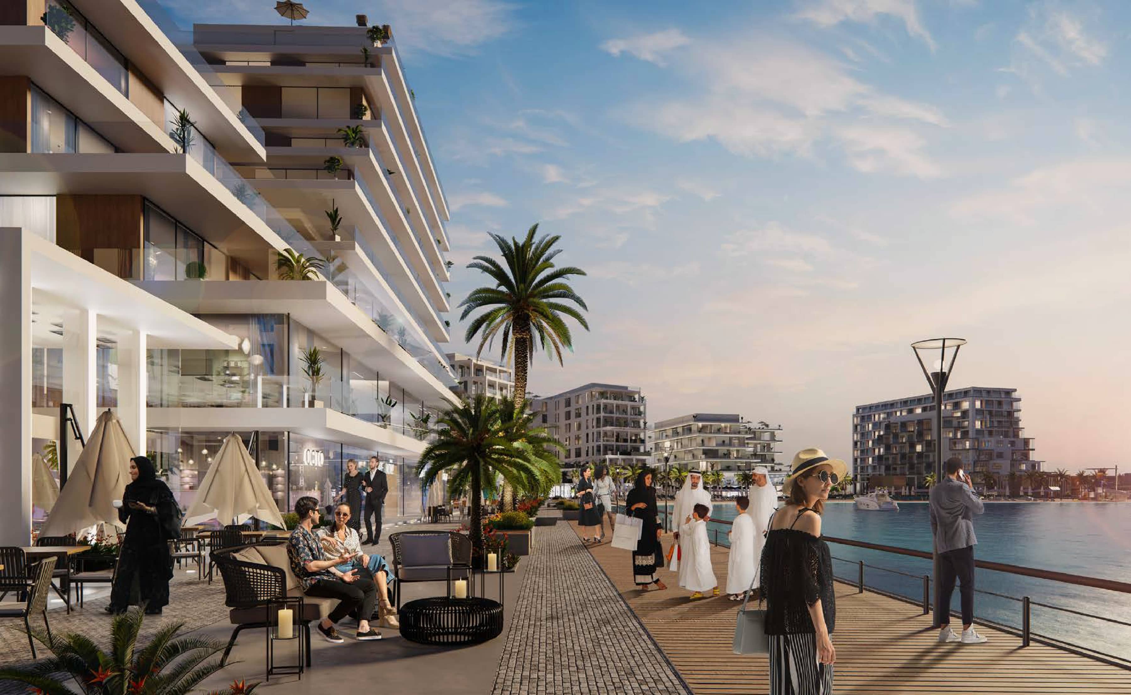 Yas Acres North Bay waterfront promenade and modern community development